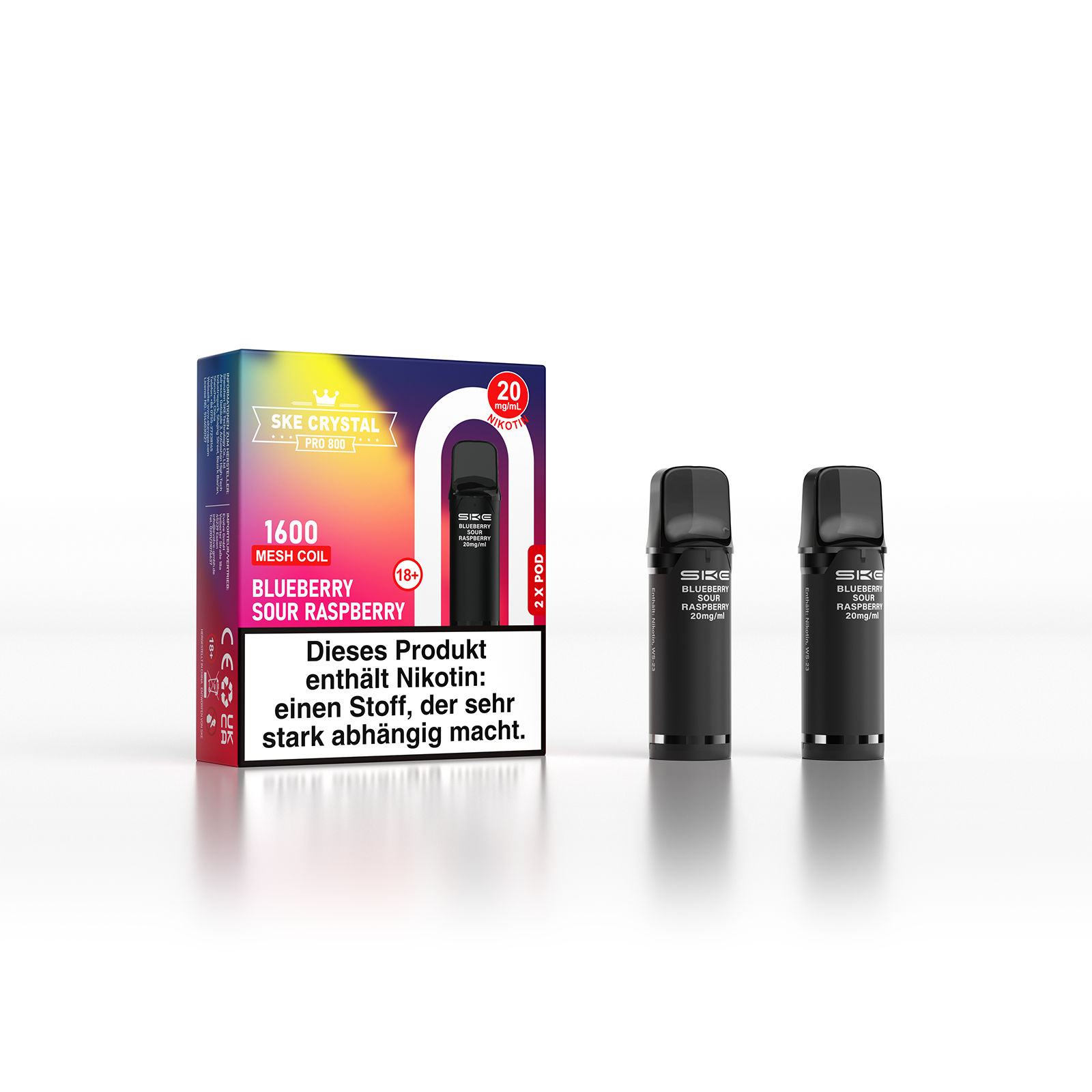 SKE Crystal Pro Pod 800 - 2er Pack | Blueberry Sour Rasperry