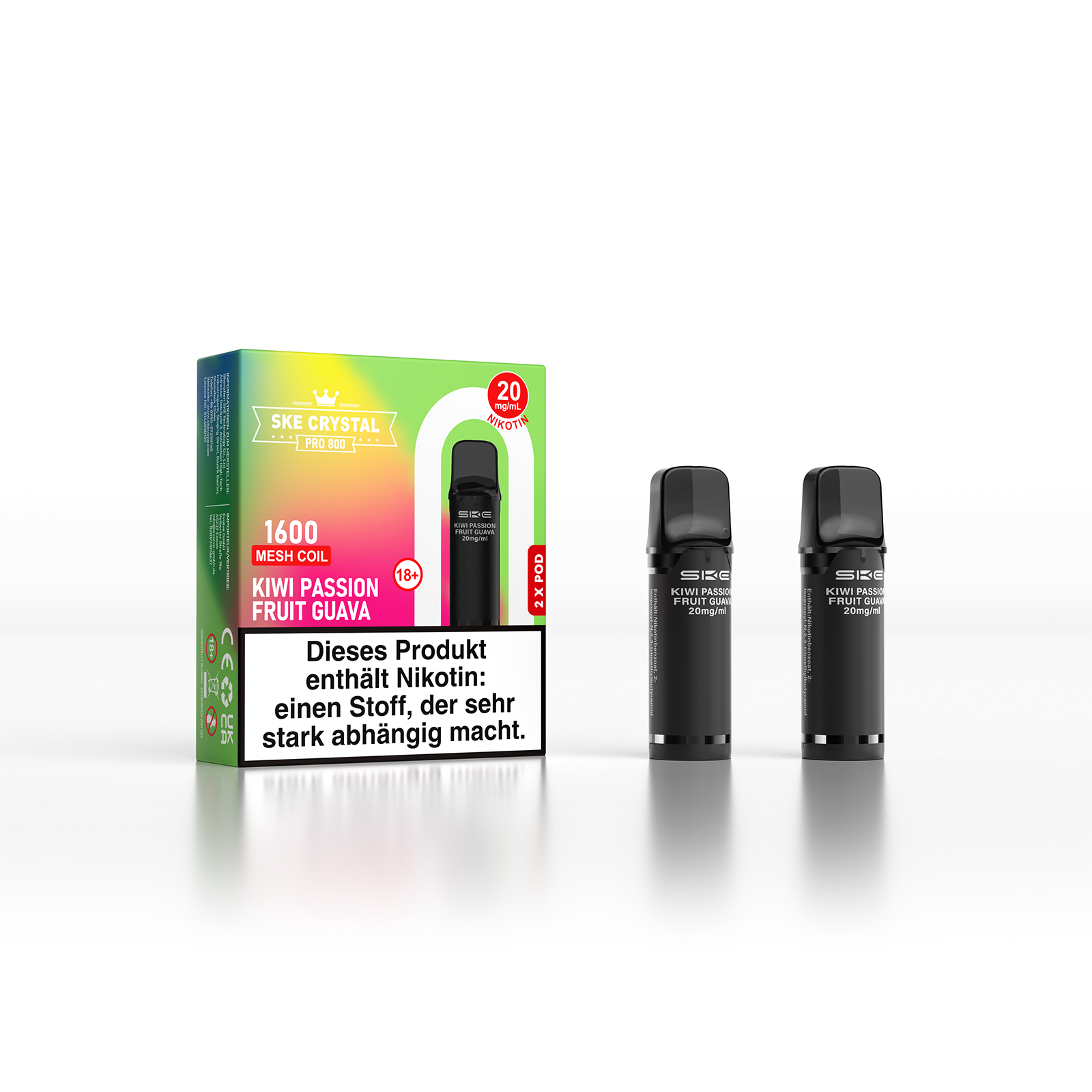 SKE Crystal Pro Pod 800 - 2er Pack | Kiwi Passion Fruit Guava