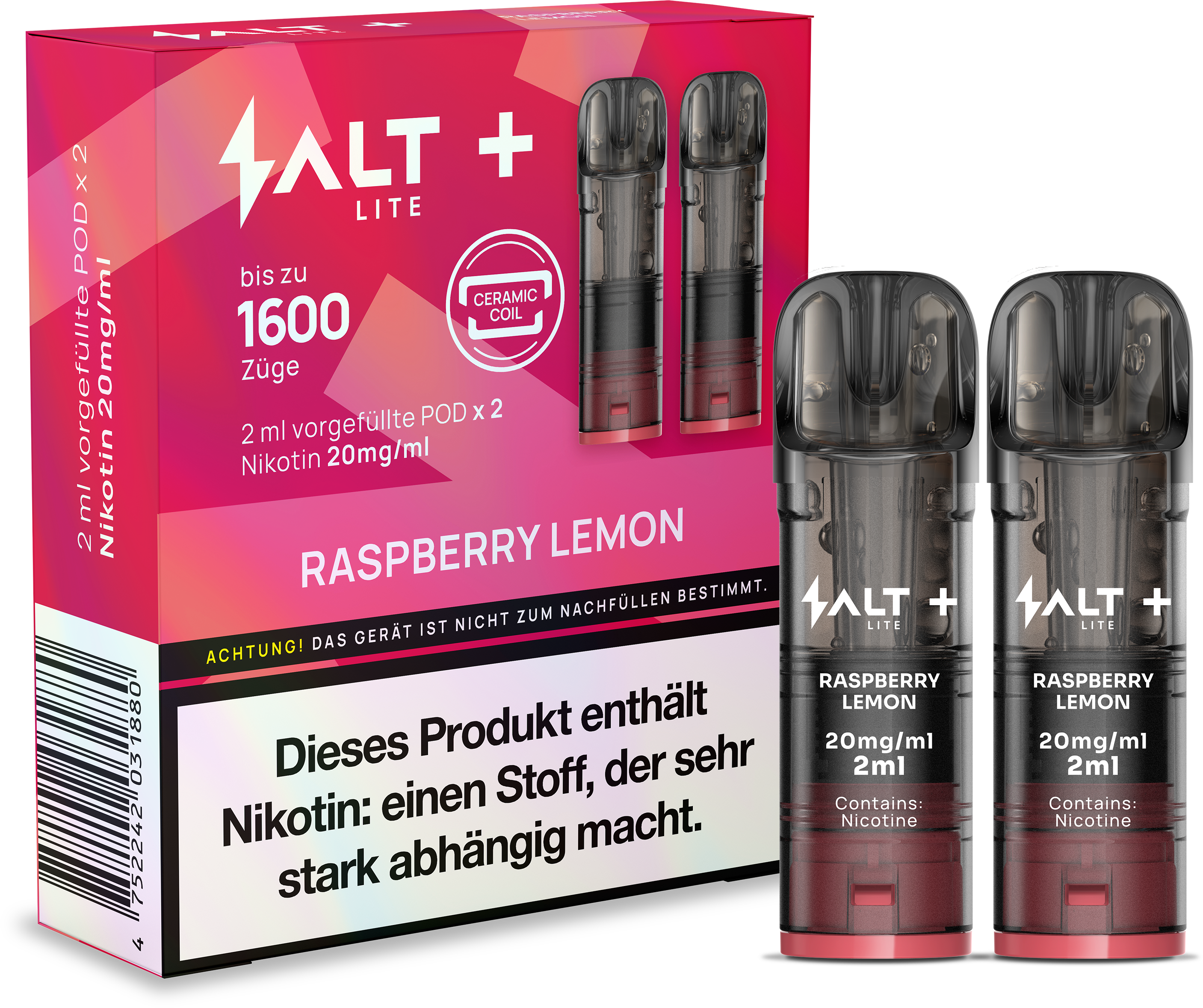 Salt Plus Lite Pods 20mg Nikotin - 2er Pack | Raspberry Lemon