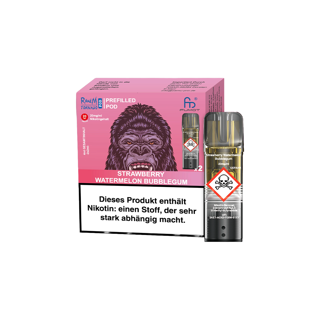 RandM Tornado Pod | 20mg Nikotin | 2er Pack | Strawberry Watermelon Bubblegum