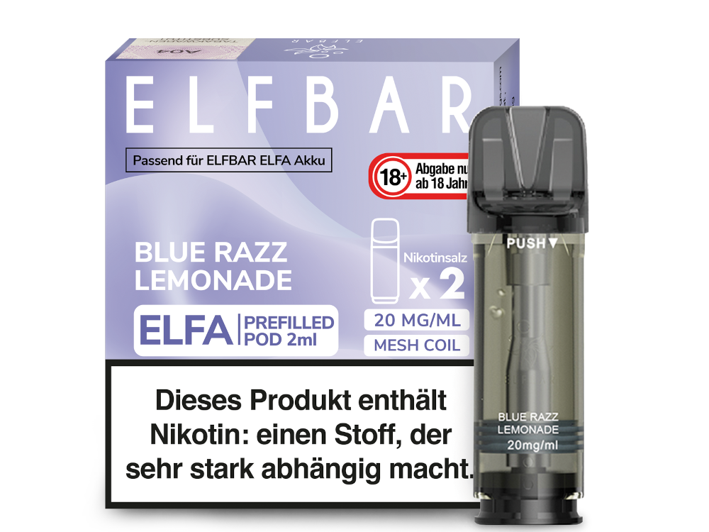 Elfbar Elfa Pod | 20mg/ml Nikotin - 2er Pack | Blue Razz Lemonade