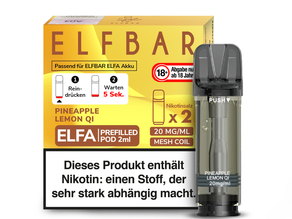 Elfbar Elfa Pod 20mg Nikotin - 2er Pack | Pineapple Lemon Qi