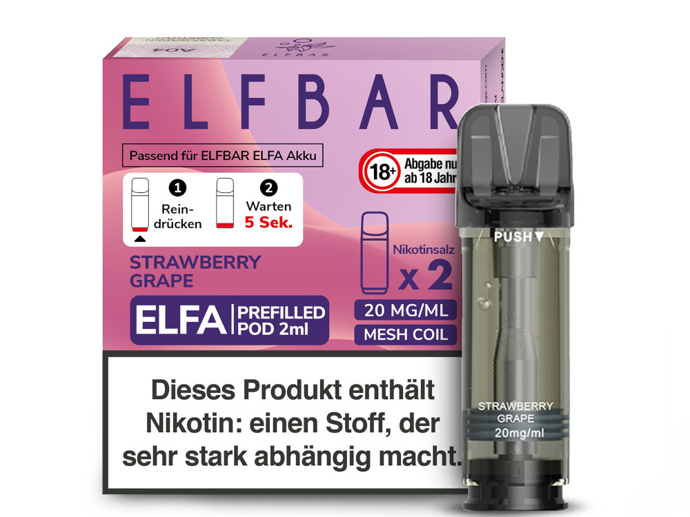 Elfbar Elfa Pod 20mg Nikotin - 2er Pack | Strawberry Grape
