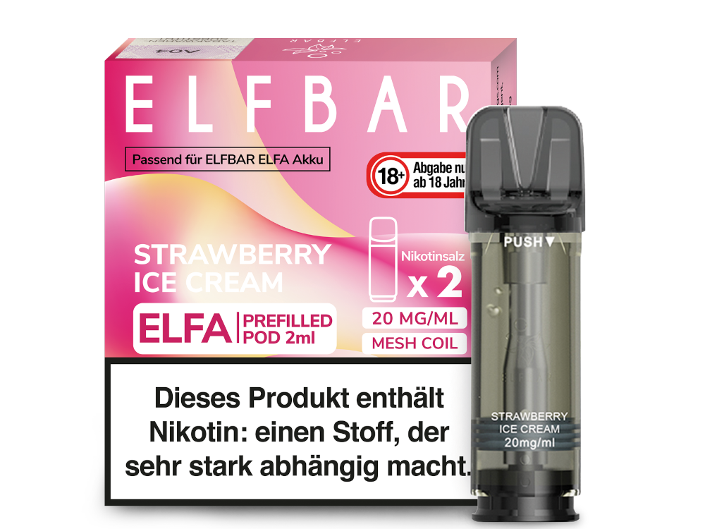 Elfbar Elfa Pod 20mg Nikotin - 2er Pack | Strawberry Ice Cream