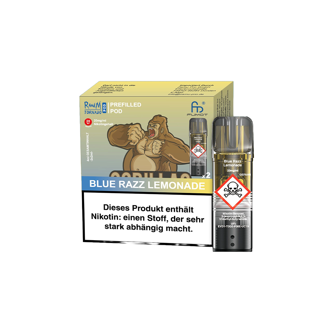 RandM Tornado Pod | 20mg Nikotin | 2er Pack | Blue Razz Lemonade