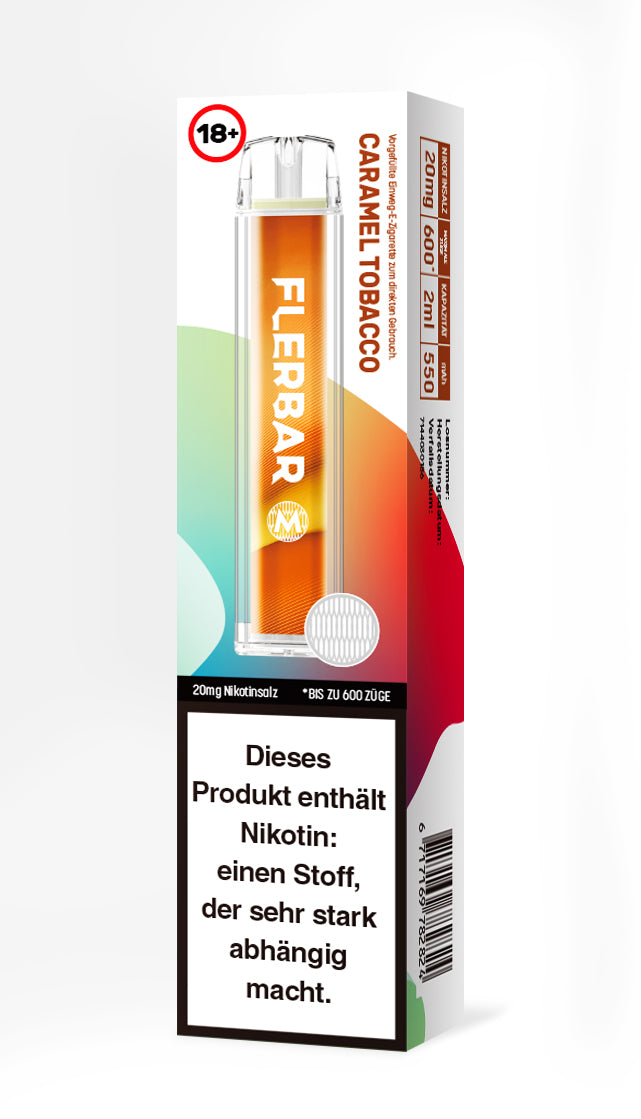 Flerbar 600 | E-Zigarette 20mg Nikotin | Caramel Tobacco