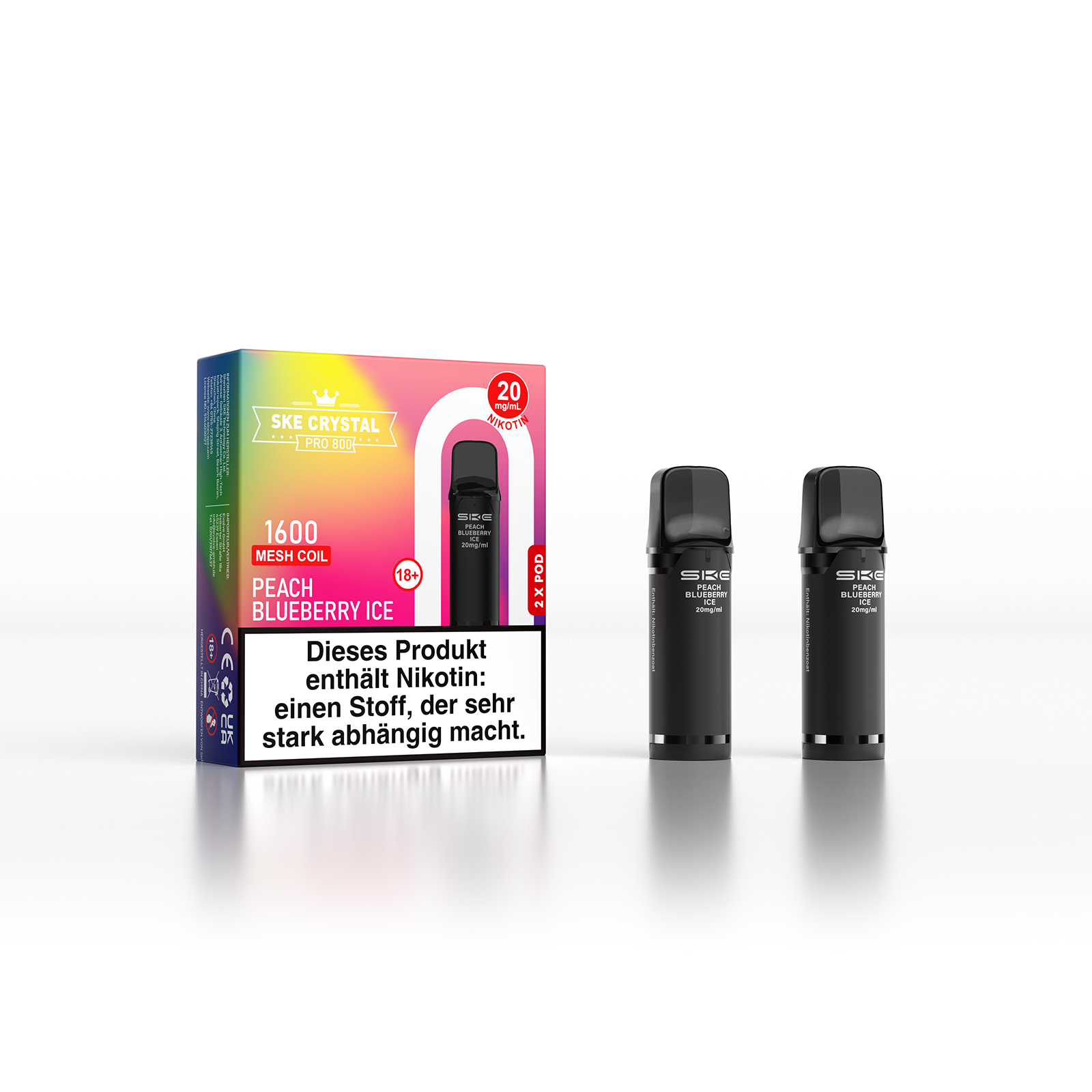 SKE Crystal Pro Pod 800 - 2er Pack | Peach Blueberry Ice