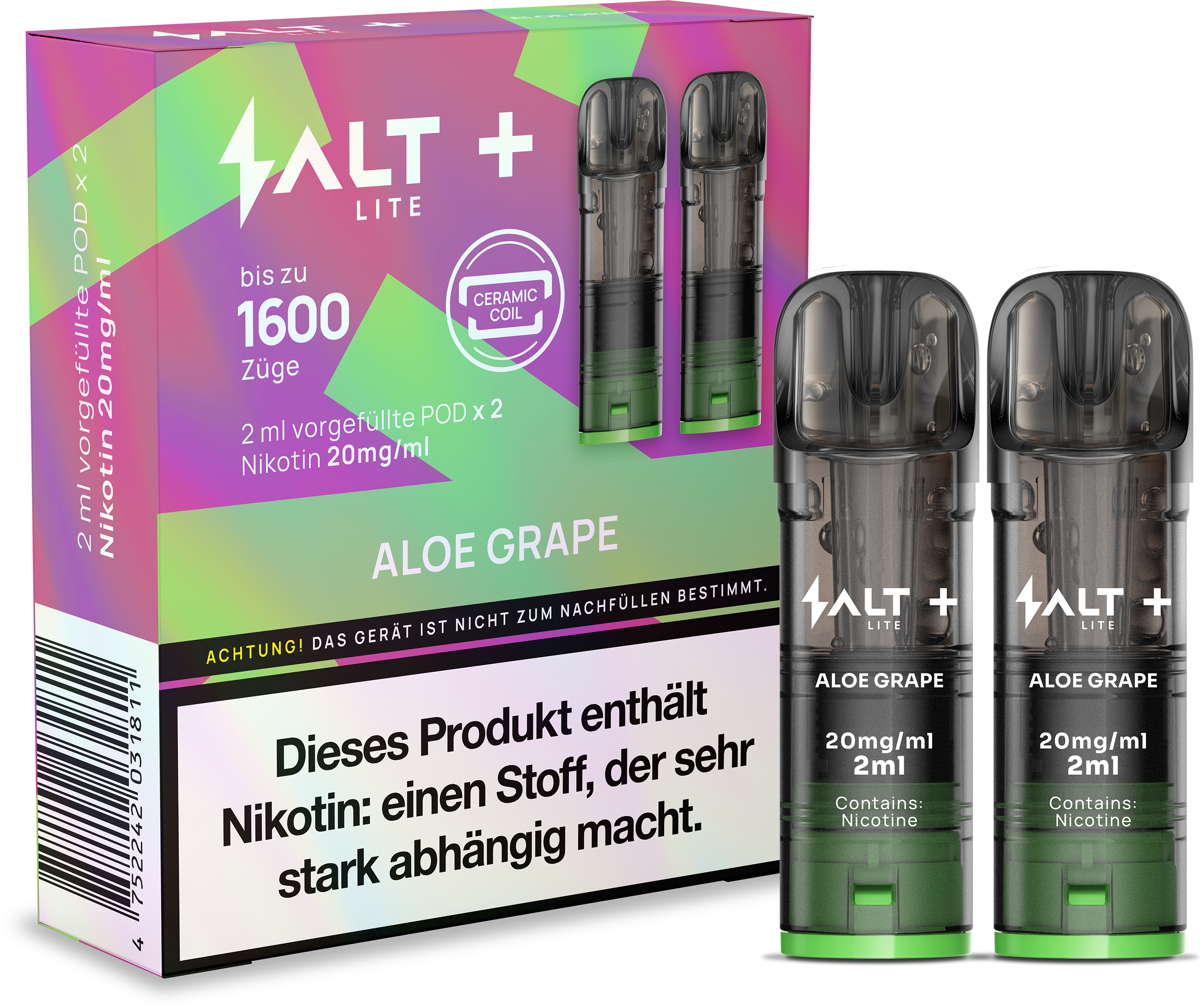 Salt Plus Lite Pods 20mg Nikotin -  2er Pack | Aloe Grape