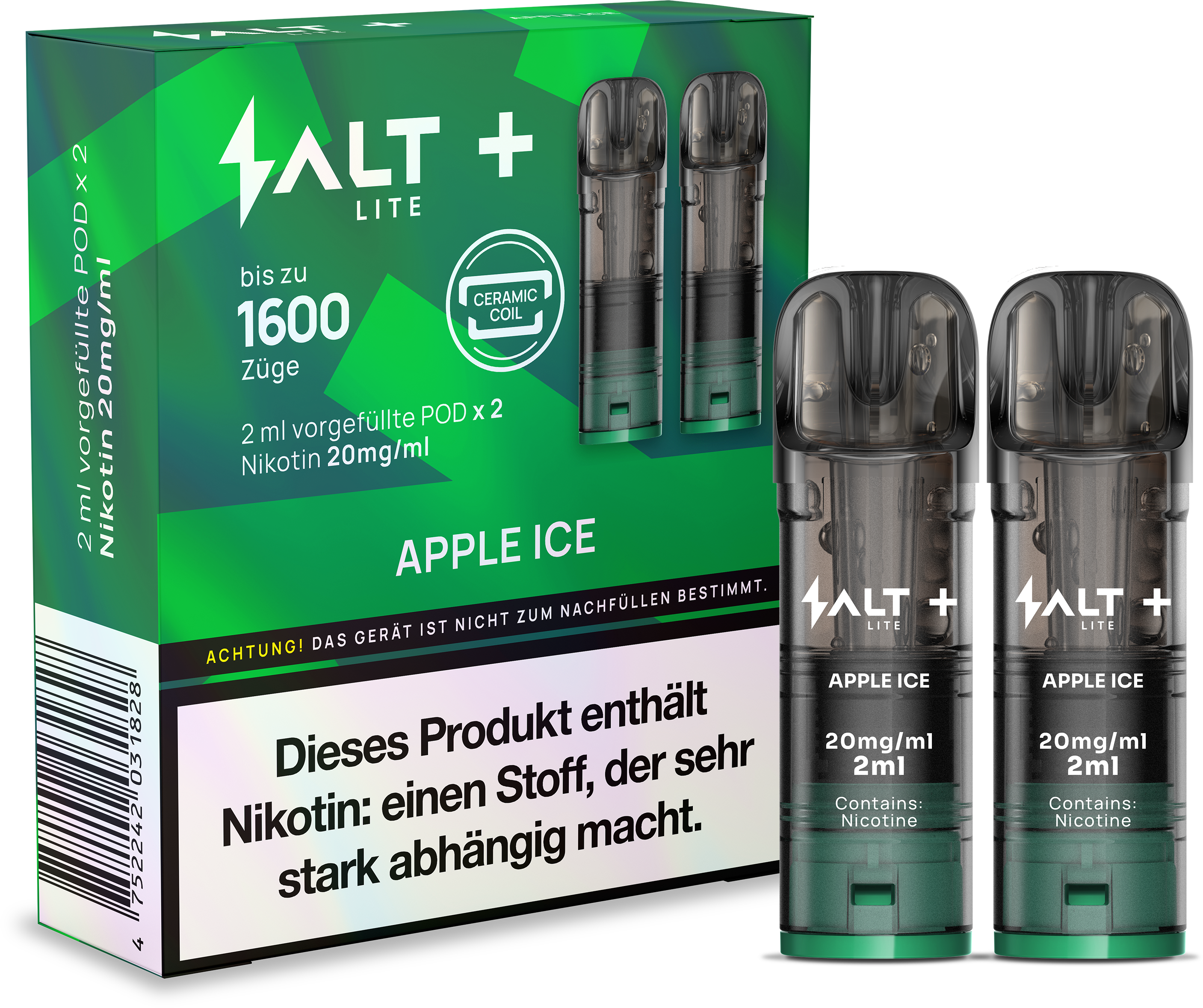 Salt Plus Lite Pods 20mg Nikotin -  2er Pack | Apple Ice
