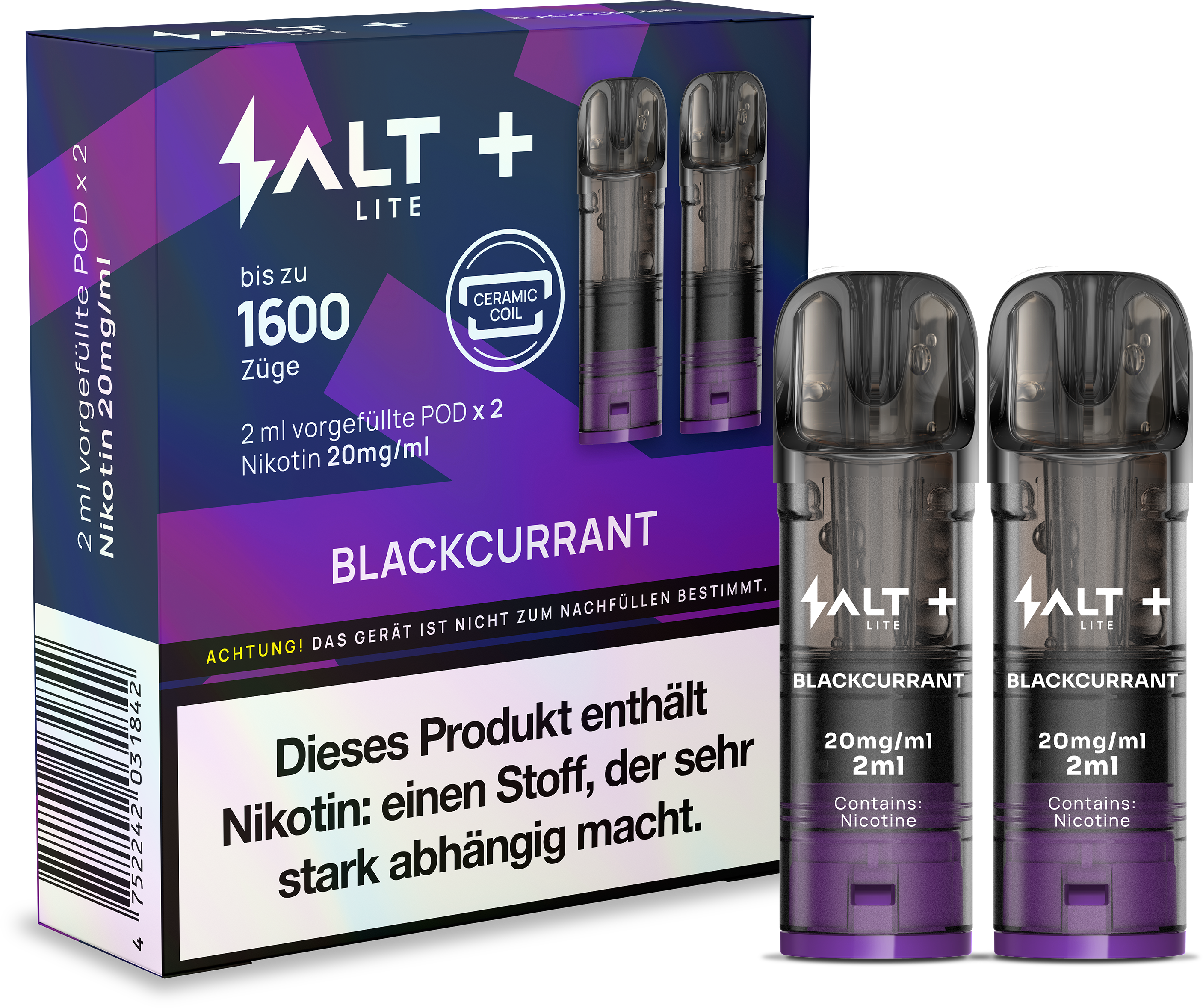 Salt Plus Lite Pods 20mg Nikotin -  2er Pack | Blackcurrant
