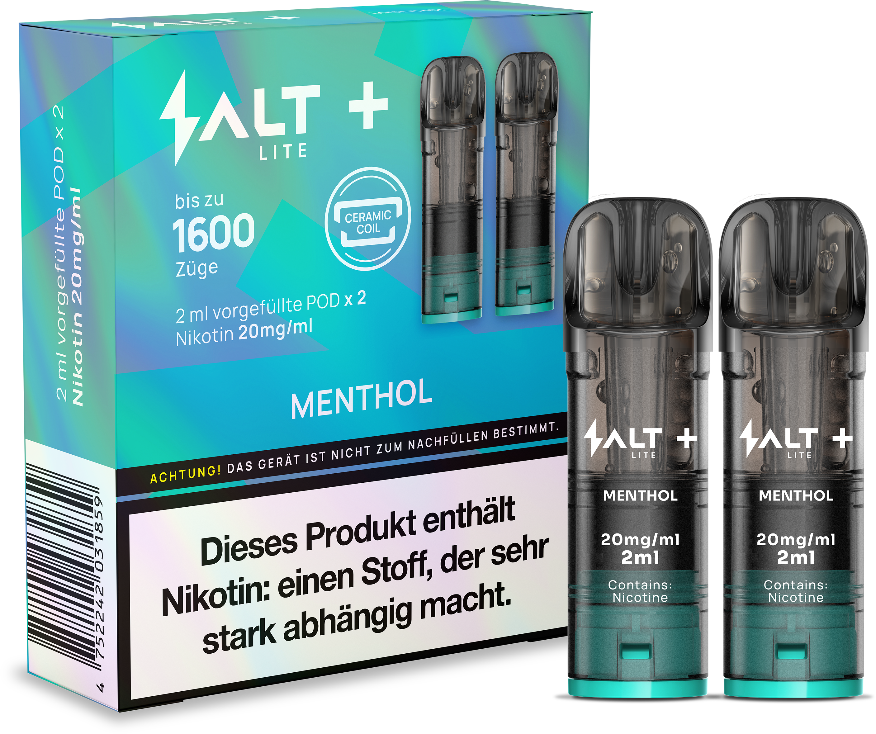 Salt Plus Lite Pods 20mg Nikotin -  2er Pack | Menthol