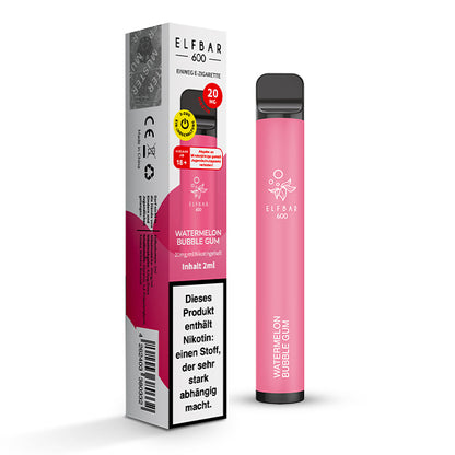 Elfbar 600 | E-Zigarette 2% Nikotin | Watermelon Bubble Gum