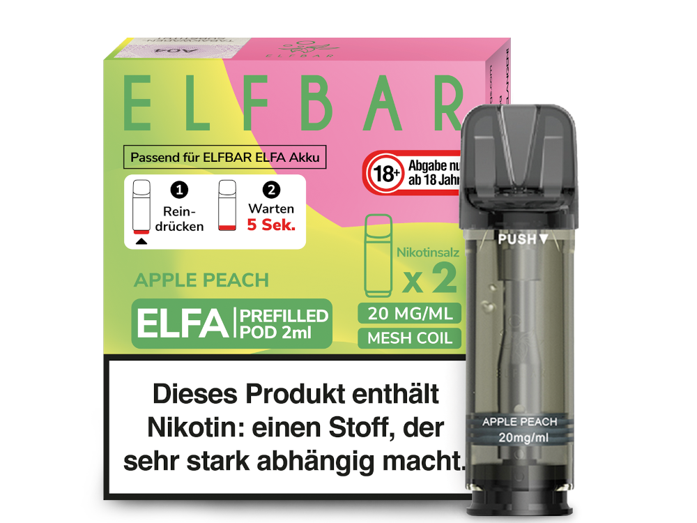 Elfbar Elfa Pod 20mg Nikotin - 2er Pack | Apple Peach