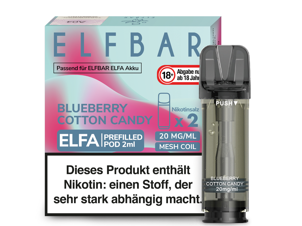 Elfbar Elfa Pod 20mg Nikotin - 2er Pack | Blueberry Cotton Candy