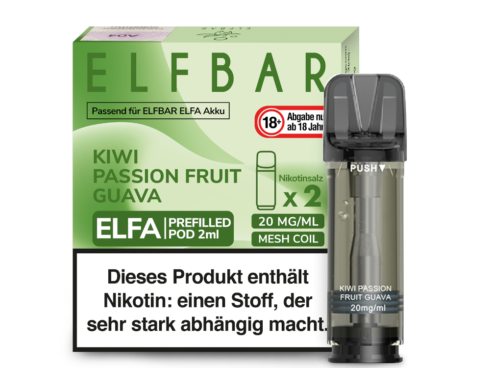 Elfbar Elfa Pod 20mg Nikotin - 2er Pack | Kiwi Passion Fruit Guava