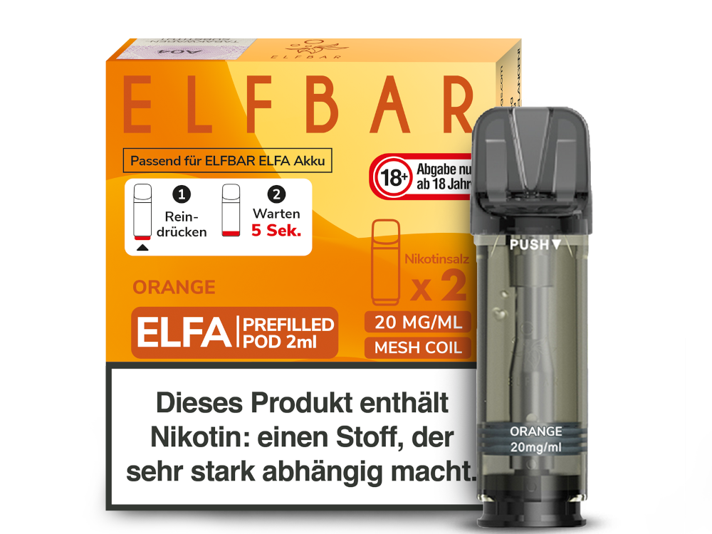 Elfbar Elfa Pod 20mg Nikotin - 2er Pack I Orange