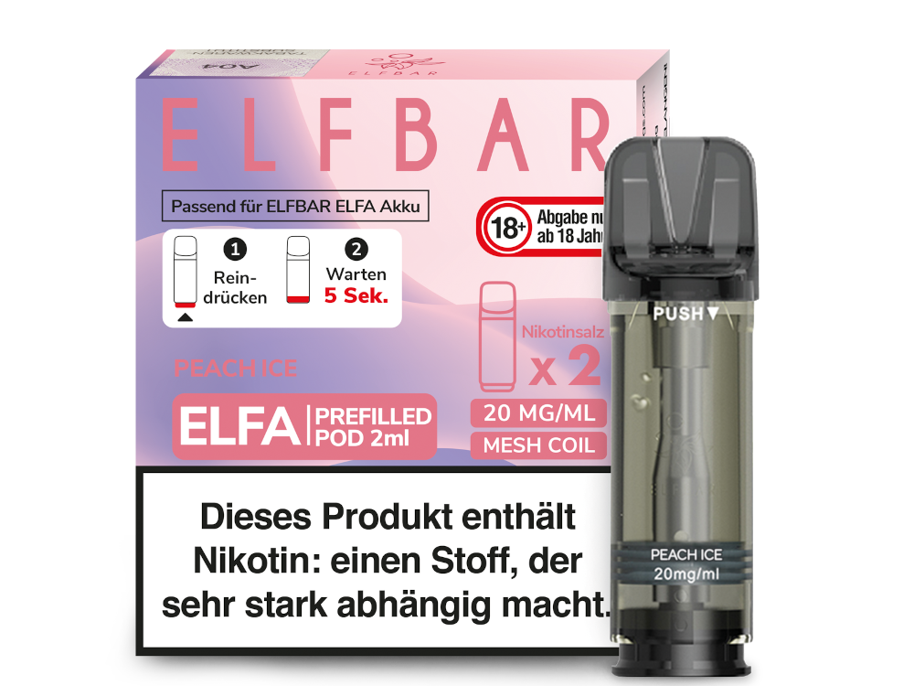 Elfbar Elfa Pod 20mg Nikotin - 2er Pack | Peach Ice