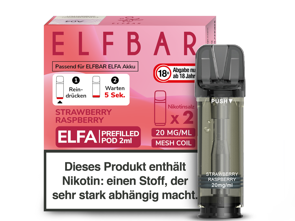 Elfbar Elfa Pod 20mg Nikotin - 2er Pack | Strawberry Raspberry