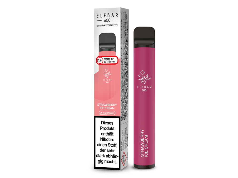 Elfbar 600 | E-Zigarette 2% Nikotin | Strawberry Ice Cream