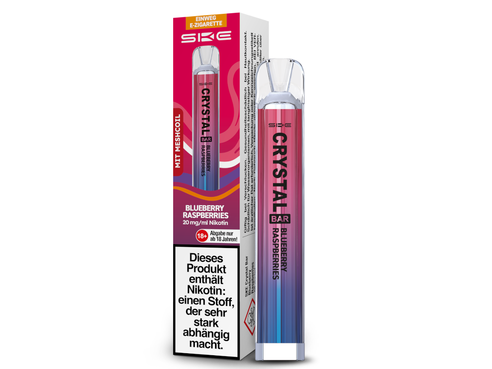 SKE Crystal Bar 600 | E-Zigarette 2% Nikotin | Blueberry Raspberries