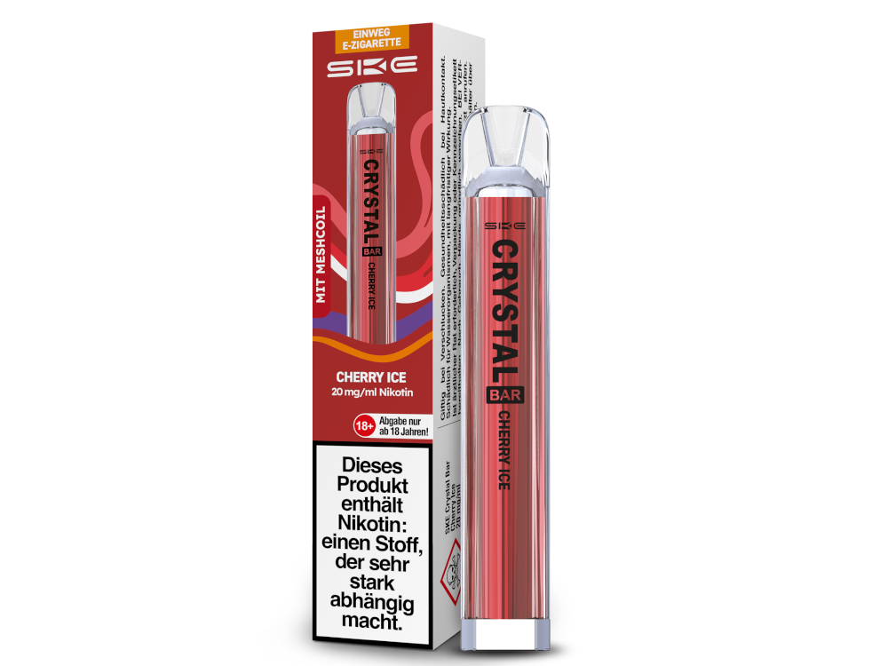 SKE Crystal Bar 600 | E-Zigarette 2% Nikotin | Cherry Ice