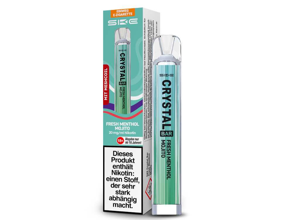 SKE Crystal Bar 600 | E-Zigarette 2% Nikotin | Fresh Menthol Mojito