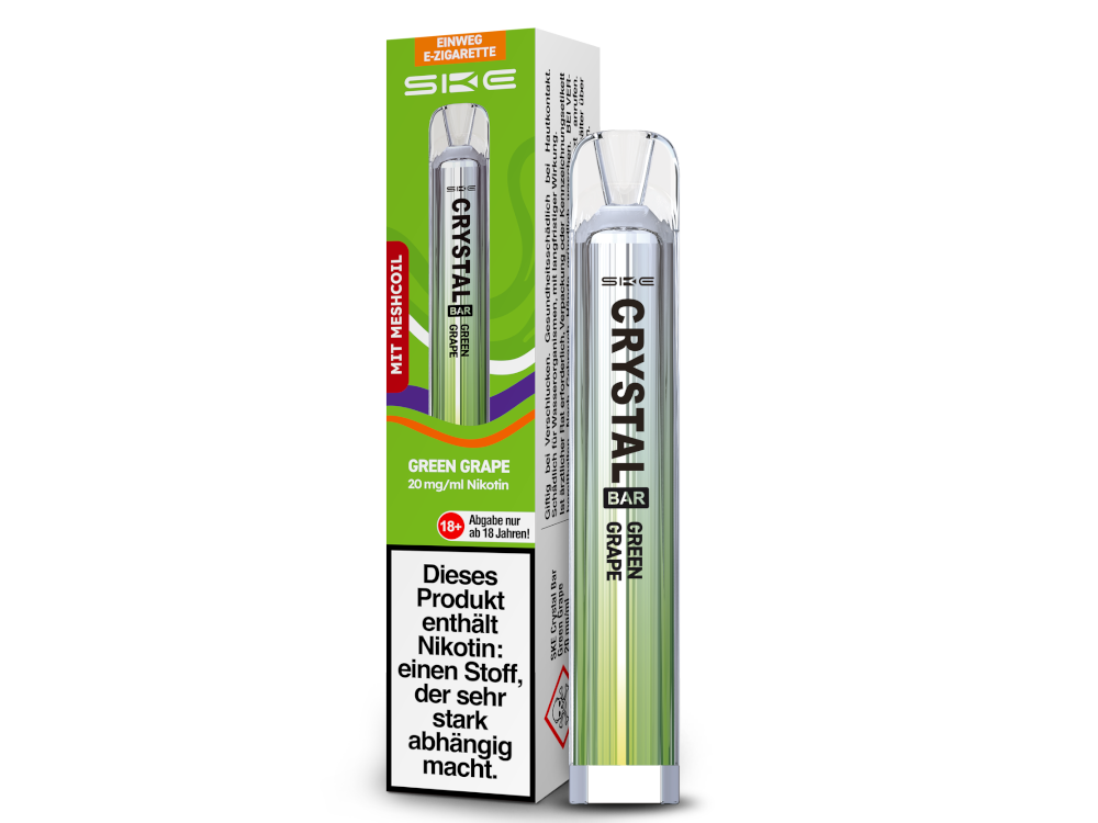 SKE Crystal Bar 600 | E-Zigarette 2% Nikotin | Green Grape